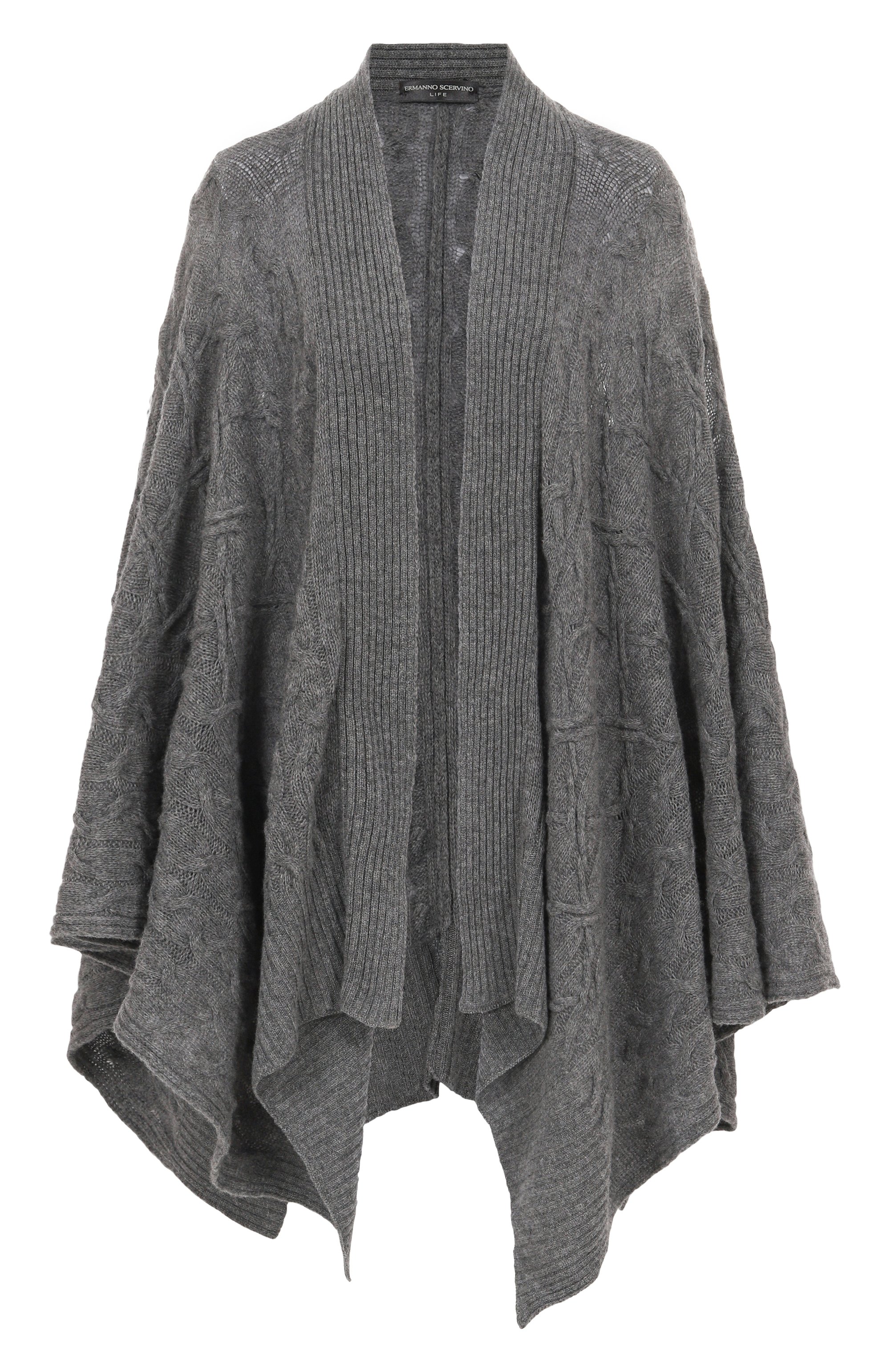 Накидка из шерсти и кашемира ERMANNO SCERVINO серого цвета по цене 99500 руб., арт. D474D503DGE, фото 1 Накидка из шерсти и кашемира ERMANNO SCERVINO, арт. D474D503DGE, фото 1