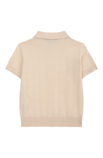 Детское поло из хлопка и вискозы EMPORIO ARMANI светло-бежевого цвета, арт. EB000287/AF13935 | Фото 2 (Драгоценные камни: Проставлено; Материал сплава: Проставлено; Рукава: Короткие; Материал внешний: Вискоза, Хлопок)