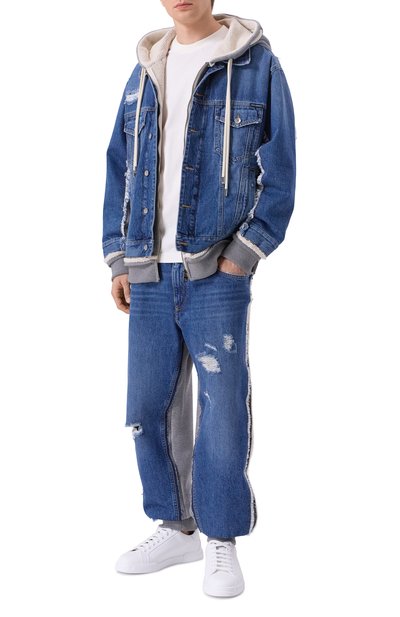 Комбинированные джоггеры DOLCE & GABBANA синего цвета по цене 175500 руб., арт. GP0P3D/GJ705, фото 2 Комбинированные джоггеры DOLCE & GABBANA, арт. GP0P3D/GJ705, фото 2