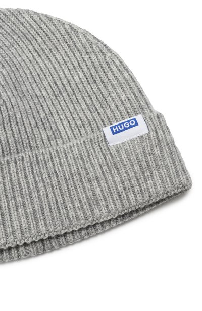 Шапка HUGO BLUE светло-серого цвета по цене 5495 руб., арт. 50551371, фото 3 Шапка HUGO BLUE, арт. 50551371, фото 3
