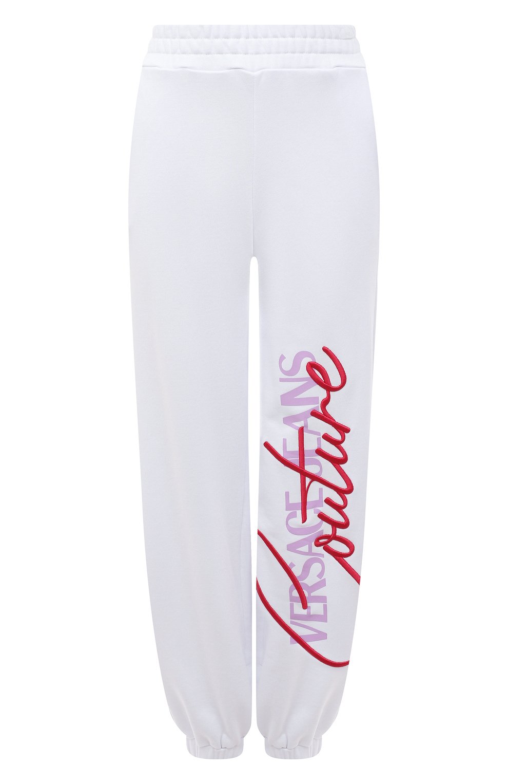 Хлопковые джоггеры VERSACE JEANS COUTURE белого цвета по цене 31700 руб., арт. 72HAAT07-72DP320 6 EMBR0 C0TT0N FLEECE WHITE/CF01T, фото 1 Хлопковые джоггеры VERSACE JEANS COUTURE, арт. 72HAAT07-72DP320 6 EMBR0 C0TT0N FLEECE WHITE/CF01T, фото 1