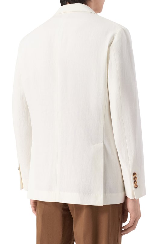 Льняной пиджак Brunello Cucinelli MW4317BND Белый  MW4317BND Фото 4