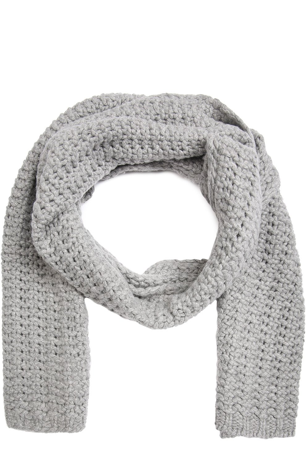 Шарф крупной вязки с логотипом бренда MONCLER серого цвета по цене 14750 руб., арт. A2-093-00066-00-02288, фото 1 Шарф крупной вязки с логотипом бренда MONCLER, арт. A2-093-00066-00-02288, фото 1