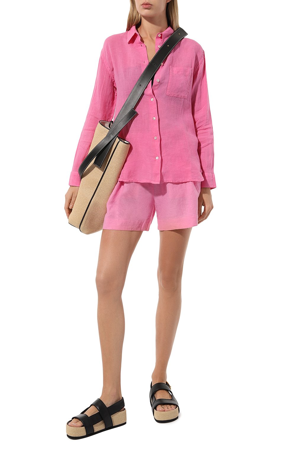 Льняные шорты 120% LINO розового цвета по цене 25950 руб., арт. 31ALIW29BR/000F753/000, фото 2 Льняные шорты 120% LINO, арт. 31ALIW29BR/000F753/000, фото 2