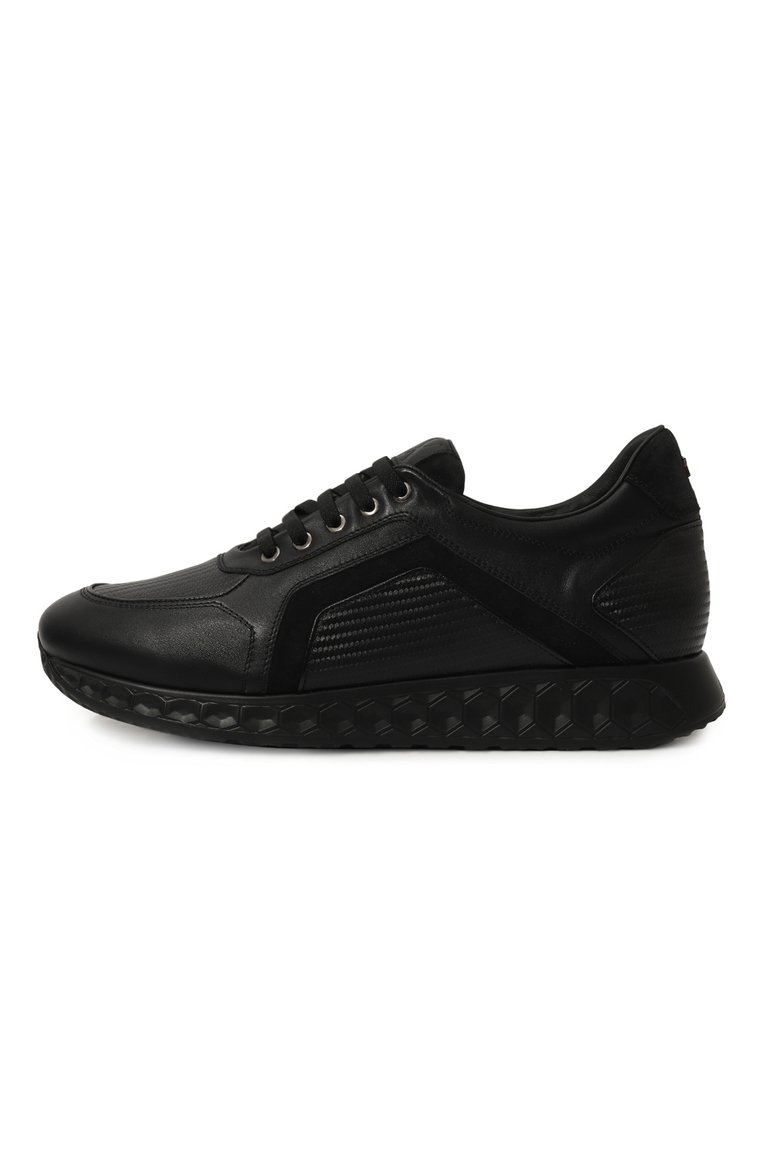 Мужские кожаные кроссовки ARTIOLI черного цвета, арт. 0S226/VS CALF/CARB0N/SUEDE | Фото 4 (Материал внутренний: Натуральная кожа; Драгоценные камни: Проставлено; Материал сплава: Проставлено; Подошва: Массивная; Стили: Классический; Материал утеплителя: Без утеплителя; Материал внешний: Натуральная кожа; Кросс-КТ: Низкие)