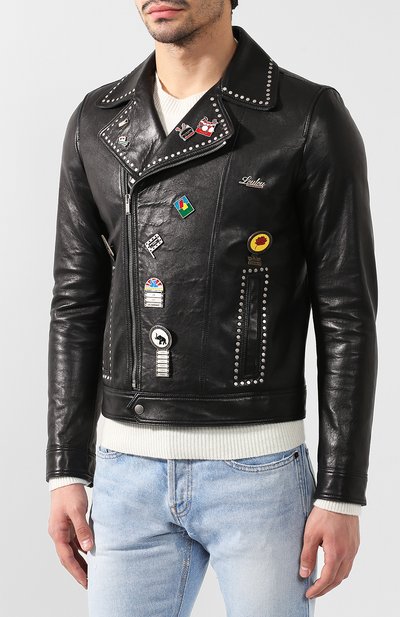 Кожаная куртка на косой молнии SAINT LAURENT, арт. 530739/YC2P0, фото 3