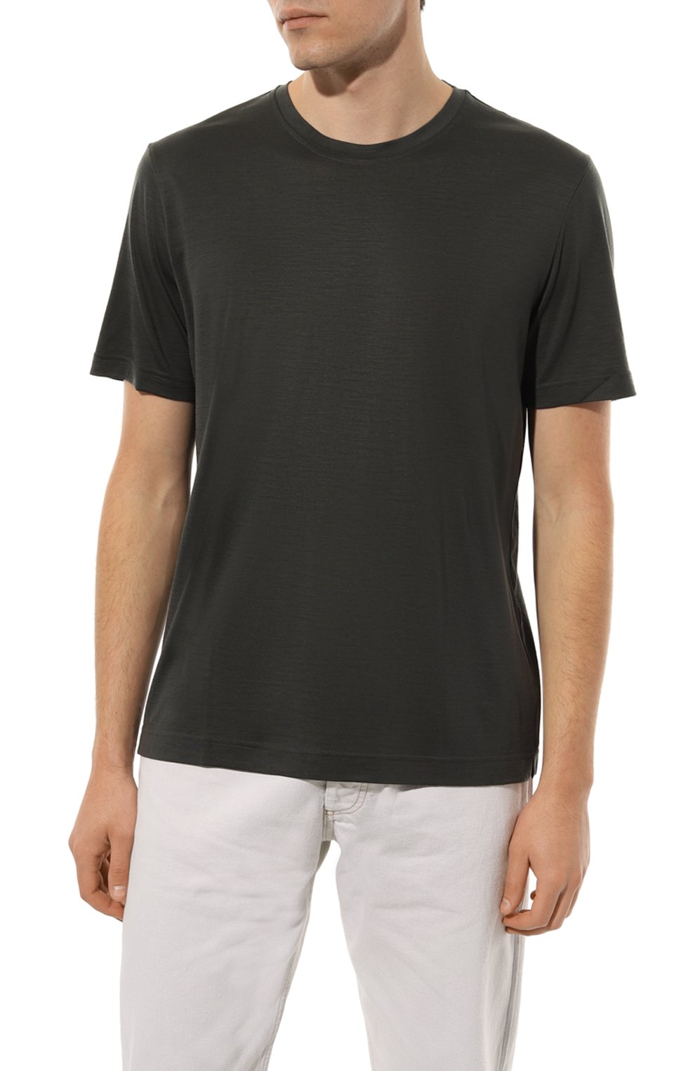 Шерстяная футболка CAPOBIANCO хаки цвета по цене 29150 руб., арт. 15M660.JE00., фото 3 Шерстяная футболка CAPOBIANCO, арт. 15M660.JE00., фото 3