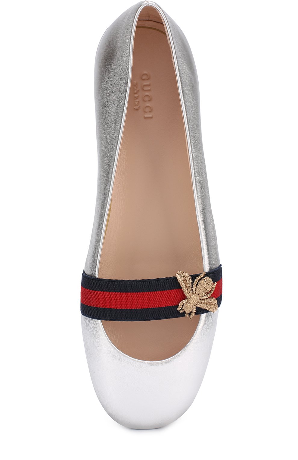 Балетки из металлизировнной кожи с лентой GUCCI, арт. 417668/DMK00, фото 4