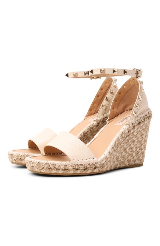 Кожаные босоножки Rockstud Double 105 Valentino 8W2S0090/FEQ Кремовый 8W2S0090/FEQ