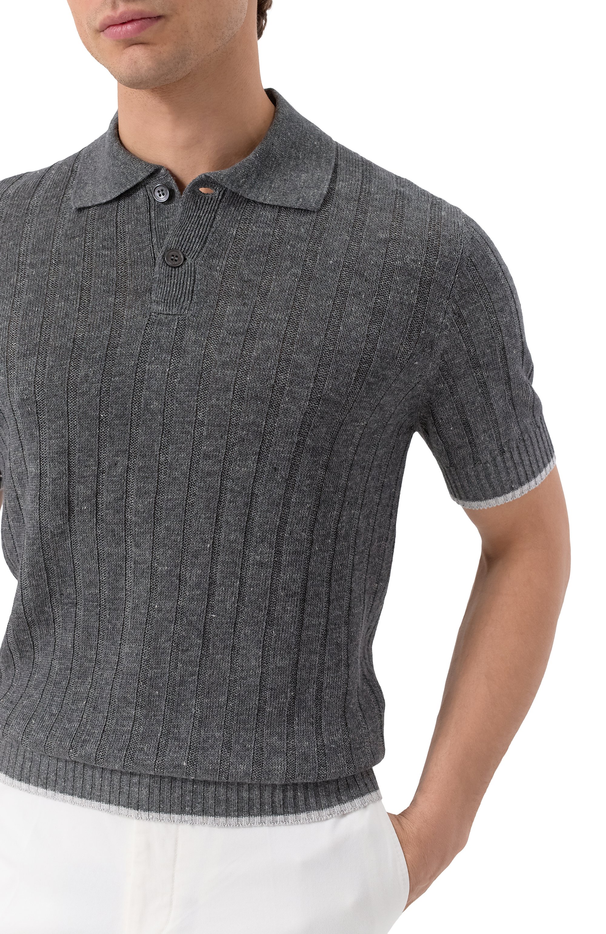 Поло изо льна и хлопка BRUNELLO CUCINELLI, арт. M2L707605, фото 5