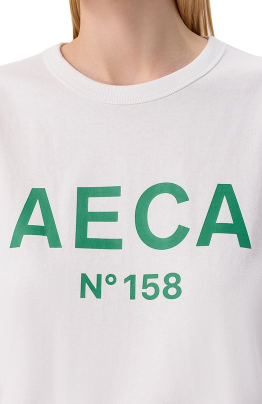 Хлопковая футболка AECA WHITE AWCMSSBBTTSST005A2.WHITE/GREEN (S) Белый  AWCMSSBBTTSST005A2.WHITE/GREEN (S) Фото 5