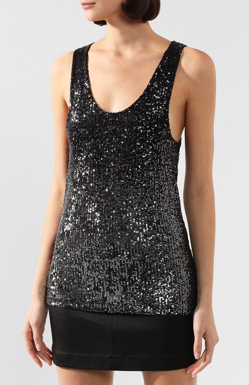 Майка с пайетками SAINT LAURENT черного цвета по цене 68400 руб., арт. 615505/YBSH2, фото 3 Майка с пайетками SAINT LAURENT, арт. 615505/YBSH2, фото 3