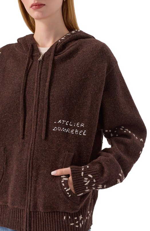 Кардиган DOMREBEL 0FFICE KNIT ZIP H00DIE Коричневый  0FFICE KNIT ZIP H00DIE Фото 5
