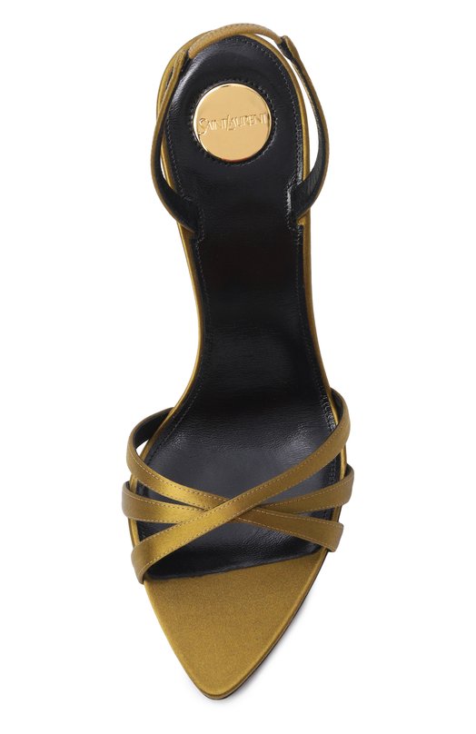Атласные босоножки Kate 110 Saint Laurent 859259/9QNAG Хаки  859259/9QNAG Фото 6