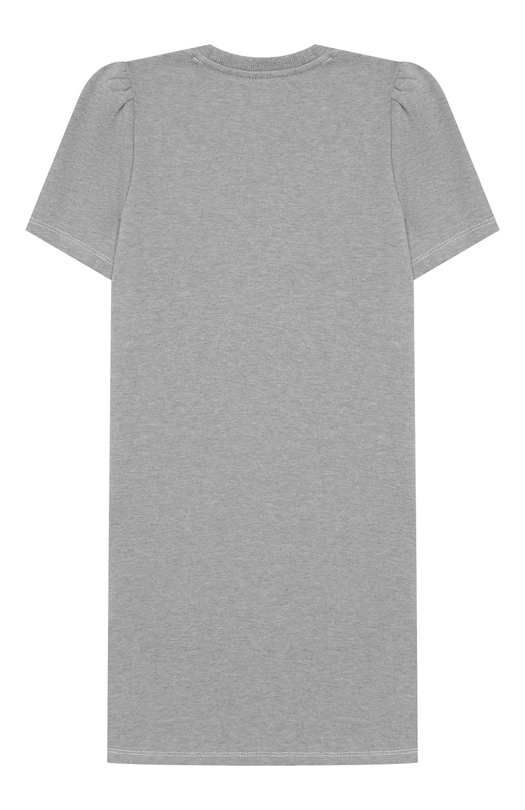 Детское хлопковое платье MARC JACOBS (THE) серого цвета, арт. W12275/6A-12A | Фото 2 (Рукава: Короткие; Материал внешний: Хлопок; Случай: Повседневный; Статус проверки: Проверена категория; Девочки Кросс-КТ: Платье-одежда; Ростовка одежда: 9 лет | 134 см, 12 лет | 152 см)