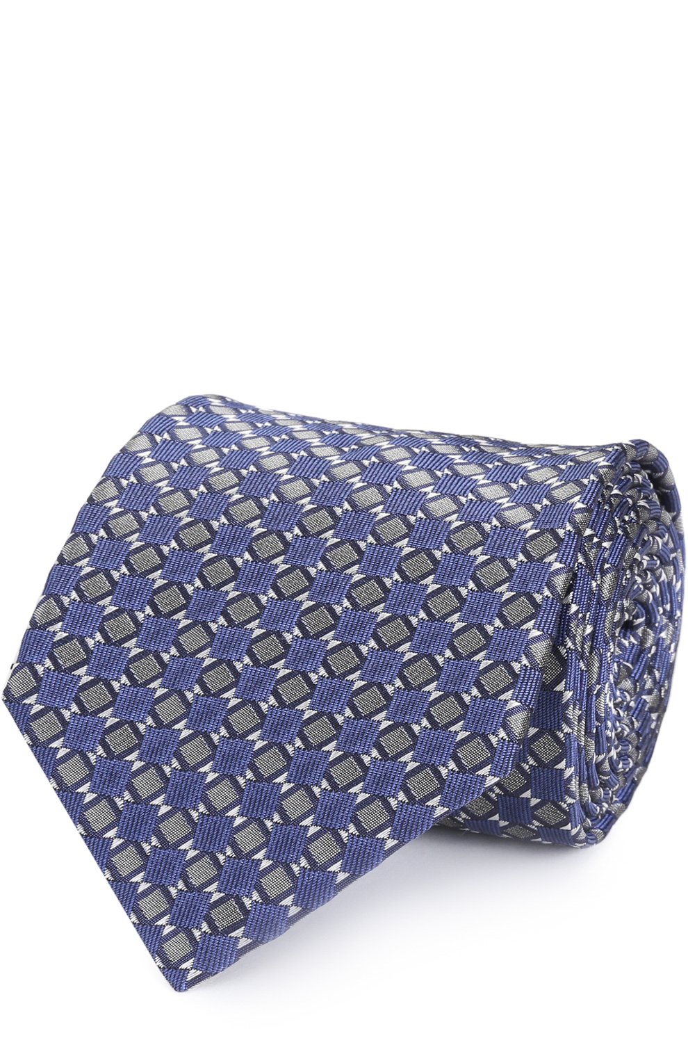 Шелковый галстук с узором LANVIN голубого цвета по цене 11350 руб., арт. 2281/TIE, фото 1 Шелковый галстук с узором LANVIN, арт. 2281/TIE, фото 1