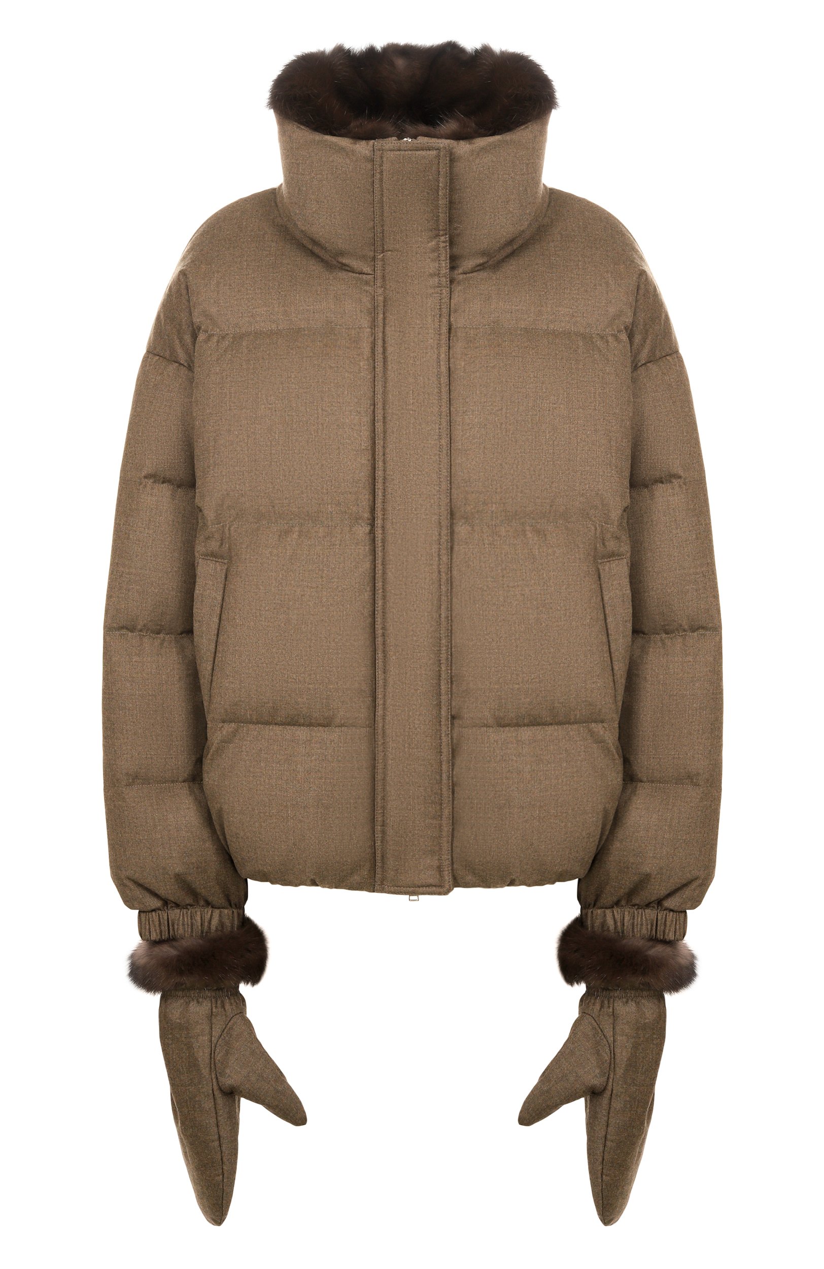 Пуховик из шерсти и шелка с отделкой из соболя YVES SALOMON, арт. 124WYV02766W02W, фото 1