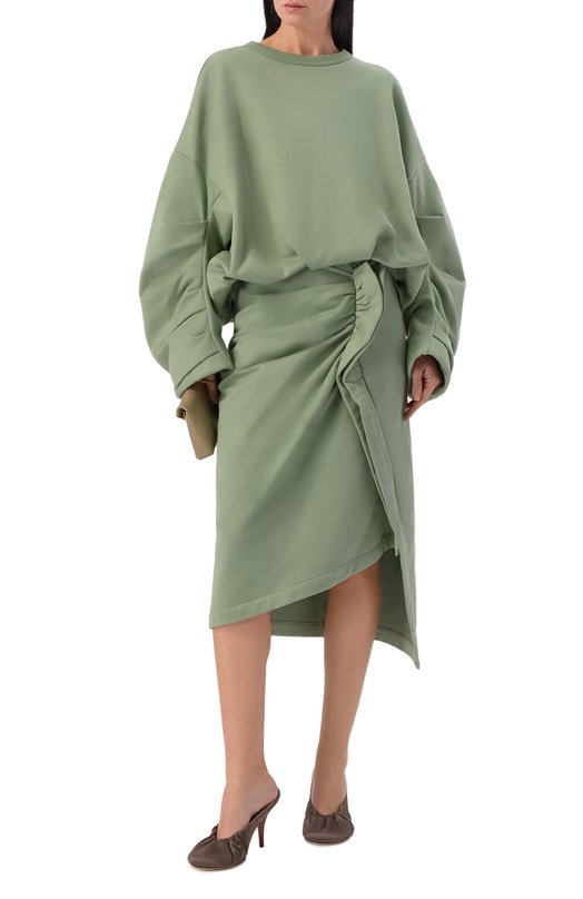 Хлопковая юбка Dries Van Noten 131112/3611 Зелёный  131112/3611 Фото 2