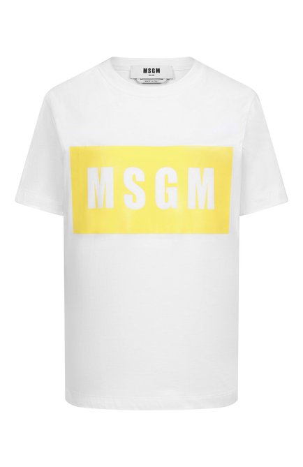 Женская хлопковая футболка MSGM белого цвета, арт. 3841MDM520/257002 | Фото 1 (Материал сплава: Проставлено; Материал внешний: Хлопок; Драгоценные камни: Проставлено; Рукава: Короткие; Длина (для топов): Стандартные)