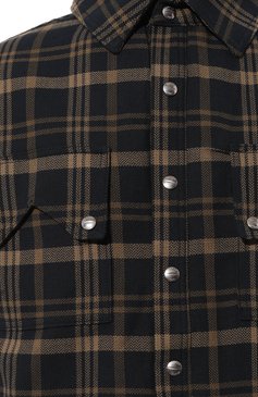 Мужская утепленная куртка-рубашка RHUDE коричневого цвета, арт. RHFW24SR04012 | Фото 5 (Рукава: Длинные; Длина (верхняя одежда): Короткие; Материал подклада: Синтетический материал; Материал сплава: Проставлено; Драгоценные камни: Проставлено; Стили: Кэжуэл; Мужское Кросс-КТ: Куртка-рубашка, утепленные куртки; Материал внешний: Хлопок; Кросс-КТ: Утепленные)