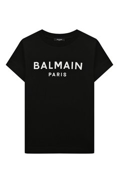 Детская хлопковая футболка BALMAIN черного цвета, арт. 6R8A51 | Фото 1 (Материал внешний: Хлопок; Рукава: Короткие; Мальчики Кросс-КТ: Футболка-одежда; Драгоценные камни: Проставлено; Материал сплава: Проставлено; Региональные ограничения белый список (Axapta Mercury): Не проставлено; Нос: Не проставлено)