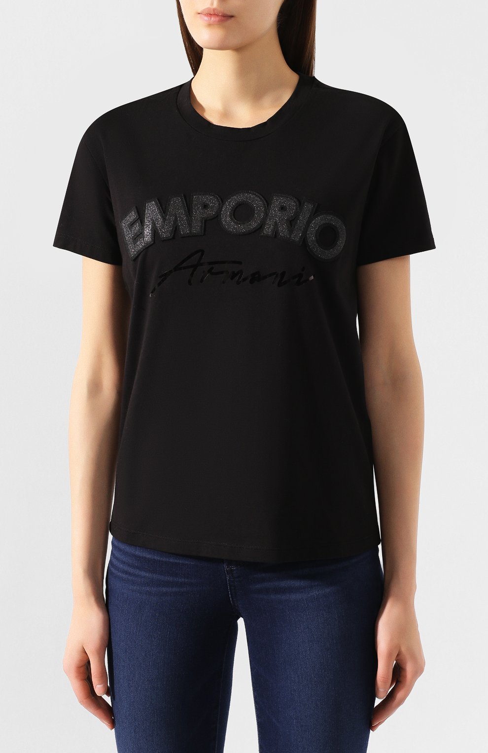 Хлопковая футболка EMPORIO ARMANI черного цвета по цене 12200 руб., арт. 6G2T6D/2JQAZ, фото 3 Хлопковая футболка EMPORIO ARMANI, арт. 6G2T6D/2JQAZ, фото 3