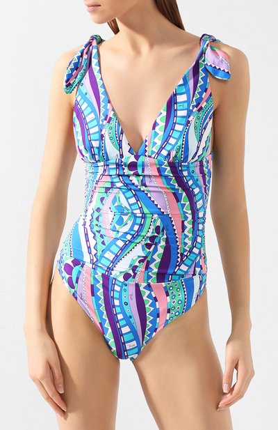 Слитный купальник EMILIO PUCCI голубого цвета по цене 35900 руб., арт. 0HMC45/0H797, фото 2 Слитный купальник EMILIO PUCCI, арт. 0HMC45/0H797, фото 2