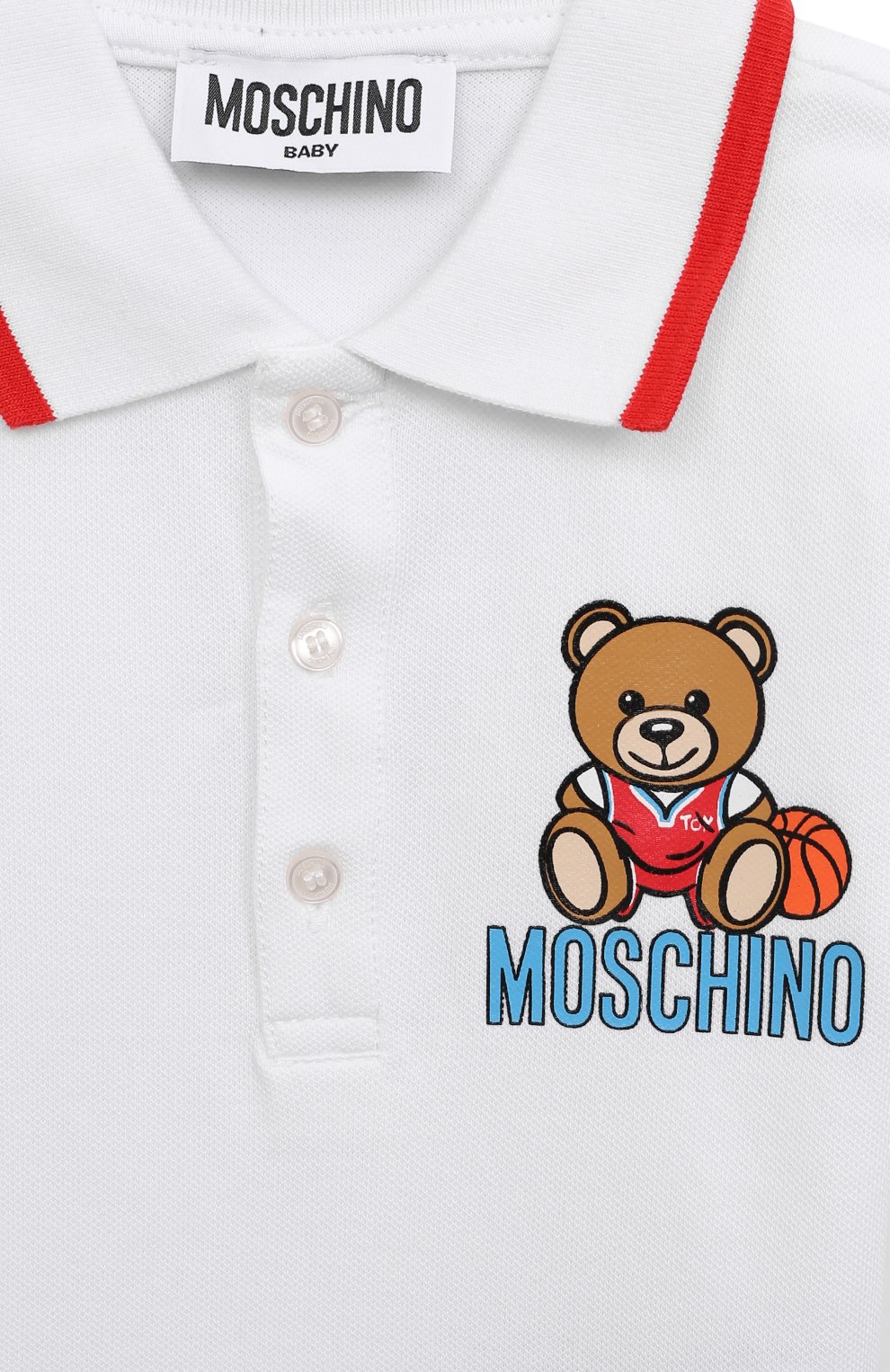 Хлопковое поло MOSCHINO белого цвета по цене 10800 руб., арт. MRM01P/LFA01, фото 3 Хлопковое поло MOSCHINO, арт. MRM01P/LFA01, фото 3