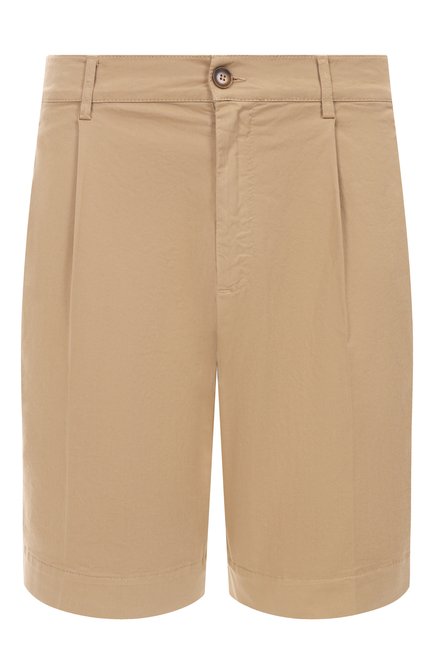 Мужские хлопковые шорты CANALI бежевого цвета, арт. D95608/PT01482 | Фото 1 (Стили: Кэжуэл; Материал внешний: Хлопок; Принт: Без принта; Автоматизация состава: Проставлено; Случай: Повседневный; Автоматизация ТО: Проставлено; Длина Шорты М: До колена)
