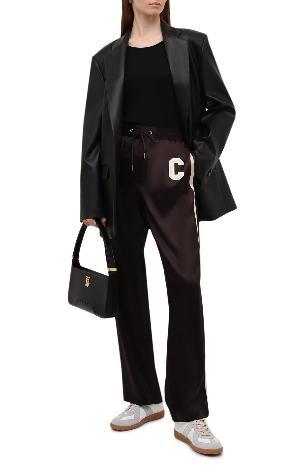 Брюки из вискозы CELINE темно-коричневого цвета по цене 85850 руб., арт. 2P535164I, фото 2 Брюки из вискозы CELINE, арт. 2P535164I, фото 2