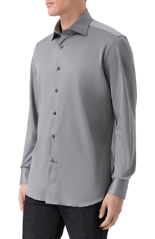 Хлопковая рубашка MVST SLIM/GABRIELLE/R0UND/1628-JERSEY (INTERL0CK) Серый  SLIM/GABRIELLE/R0UND/1628-JERSEY (INTERL0CK) Фото 3