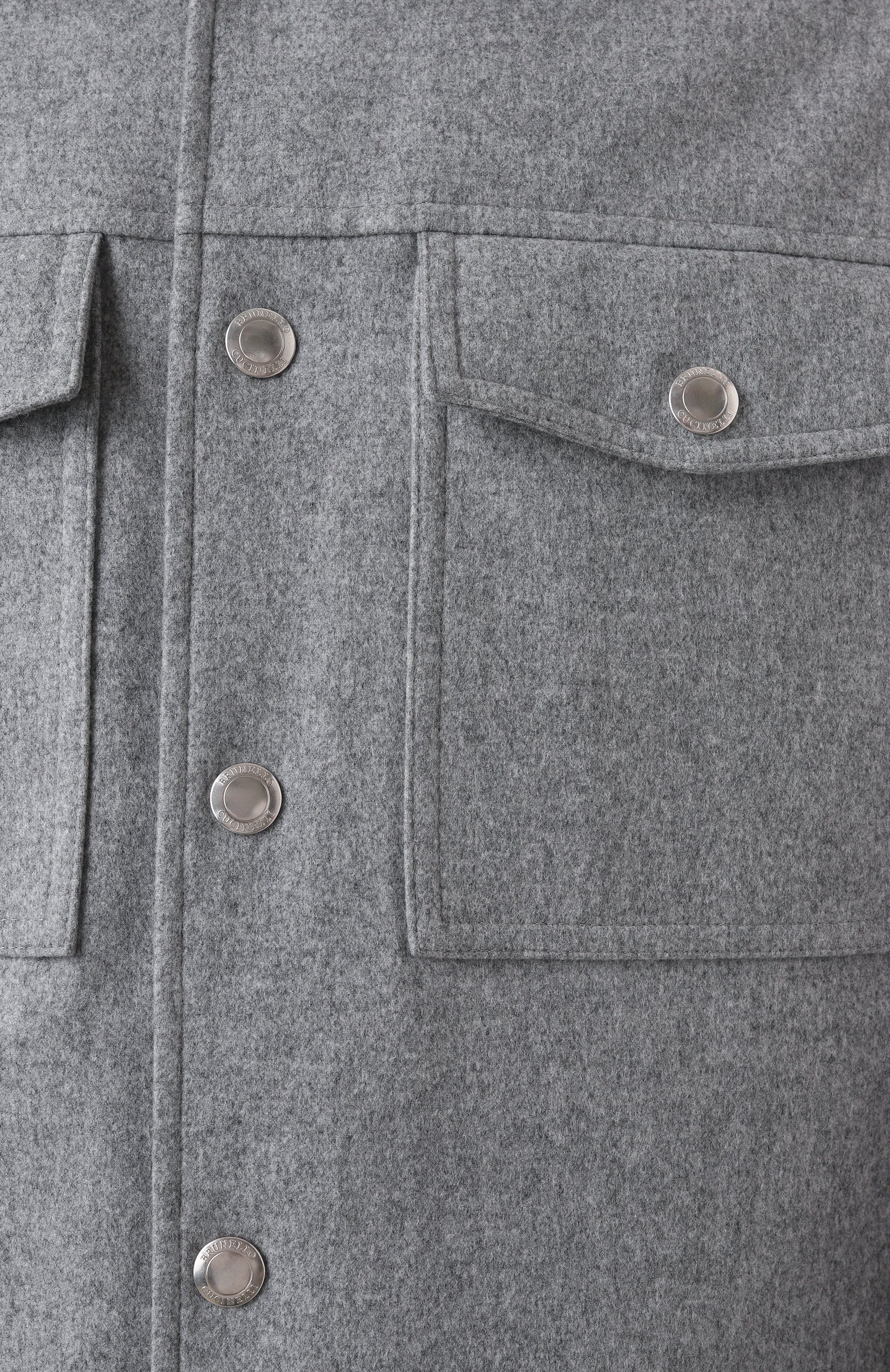 Утепленная куртка-рубашка BRUNELLO CUCINELLI серого цвета по цене 521000 руб., арт. MM4636447, фото 6 Утепленная куртка-рубашка BRUNELLO CUCINELLI, арт. MM4636447, фото 6