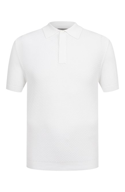 Мужское поло CANALI белого цвета, арт. C1068/MK02267 | Фото 1 (Драгоценные камни: Проставлено; Длина (для топов): Стандартные; Рукава: Короткие; Материал сплава: Проставлено; Материал внешний: Хлопок)