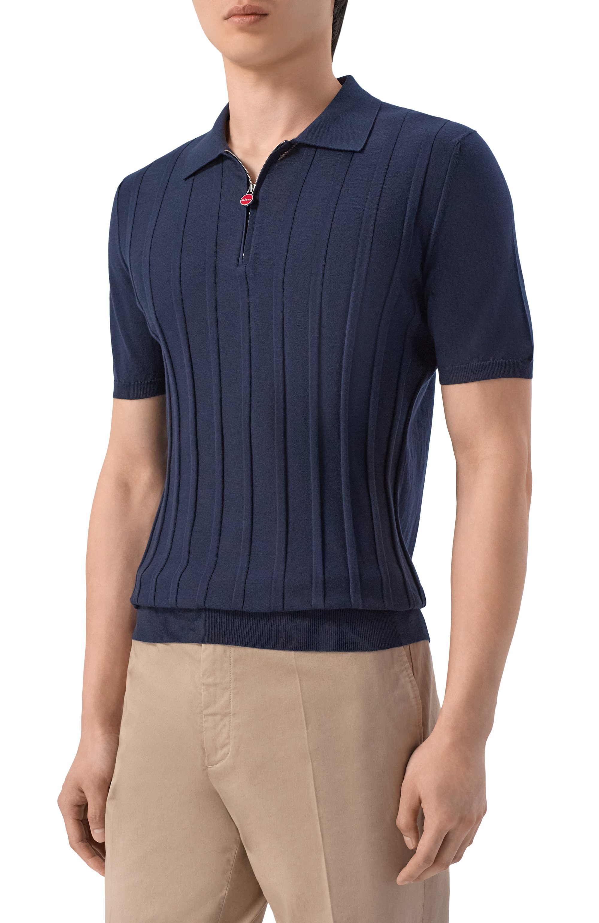 Хлопковое поло KITON темно-синего цвета по цене 199500 руб., арт. UMK0707, фото 3 Хлопковое поло KITON, арт. UMK0707, фото 3