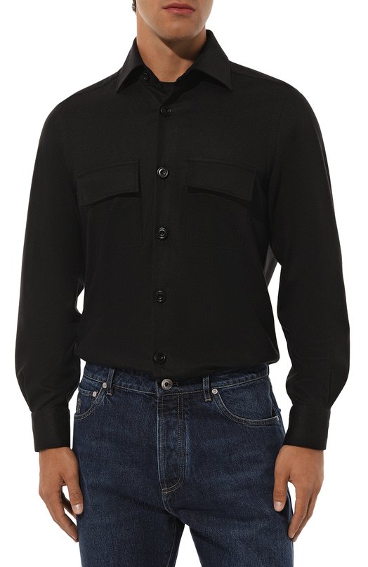 Шерстяная рубашка Kiton UMC016K0123E08 Чёрный  UMC016K0123E08 Фото 3