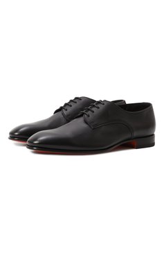 Мужские кожаные дерби SANTONI черного цвета, арт. MCAG19026LA3SGFR | Фото 1 (Материал внешний: Натуральная кожа; Материал сплава: Проставлено; Материал внутренний: Натуральная кожа; Нос: Не проставлено; Стили: Классический)