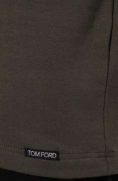 Мужская хлопковая футболка TOM FORD хаки цвета, арт. T4M08104 | Фото 5 (Рукава: Короткие; Материал сплава: Проставлено; Длина (для топов): Стандартные; Драгоценные камни: Проставлено; Материал внешний: Хлопок; Кросс-КТ: домашняя одежда)