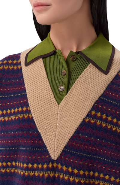 Поло из шерсти и вискозы DRIES VAN NOTEN синего цвета по цене 99500 руб., арт. 011226/4760, фото 5 Поло из шерсти и вискозы DRIES VAN NOTEN, арт. 011226/4760, фото 5