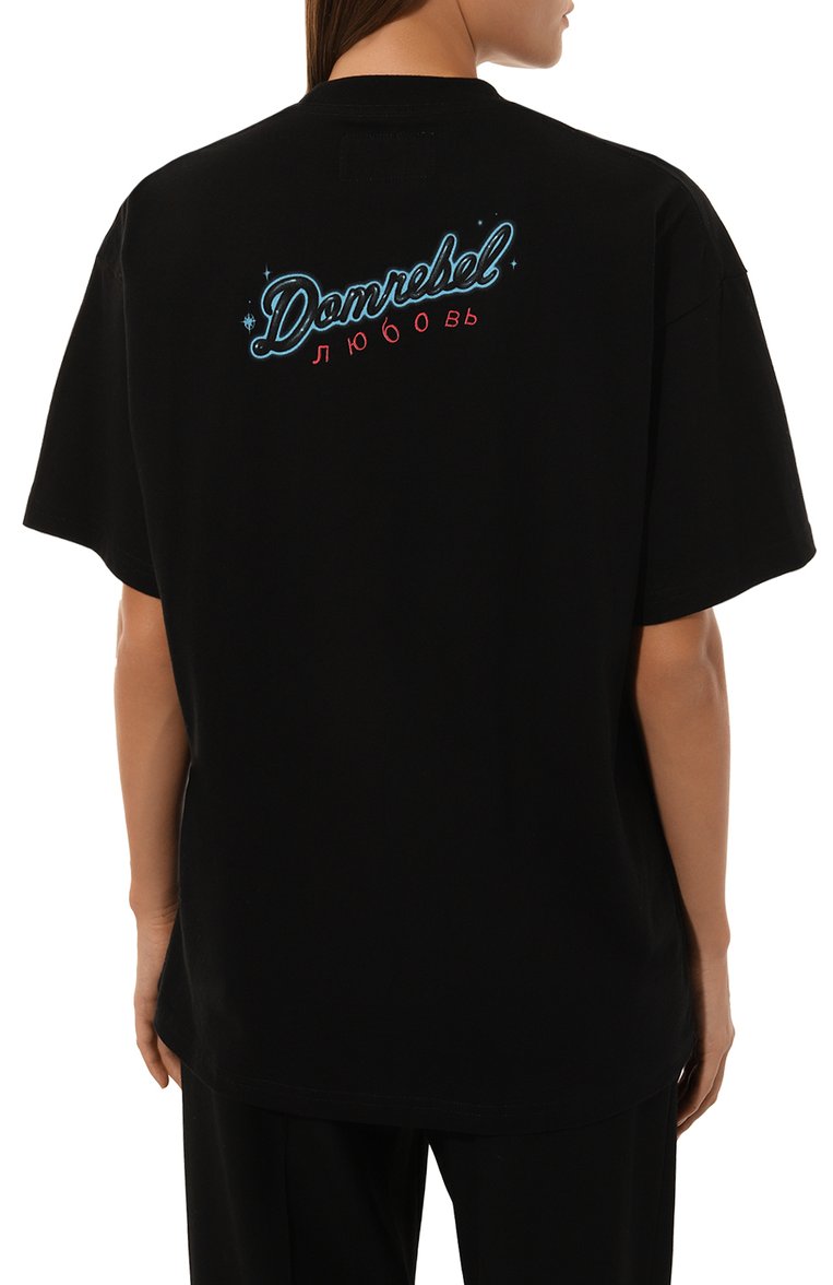 Женская хлопковая футболка DOMREBEL черного цвета, арт. SQUEEZY/T-SHIRT | Фото 4 (Материал сплава: Проставлено; Драгоценные камни: Проставлено; Материал внешний: Хлопок; Рукава: Короткие; Длина (для топов): Удлиненные; Принт: С принтом; Стили: Кэжуэл)