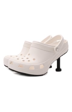 Женские резиновые сабо crocs BALENCIAGA белого цвета, арт. 677390/W1S8E | Фото 1 (Подошва: Платформа; Каблук высота: Высокий; Материал сплава: Проставлено; Каблук тип: Шпилька; Драгоценные камни: Проставлено; Материал внешний: Резина)