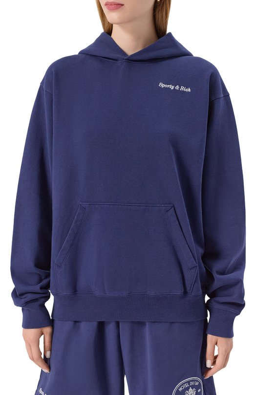 Хлопковое худи Sporty and Rich ST06760666BL106 Синий  ST06760666BL106 Фото 3