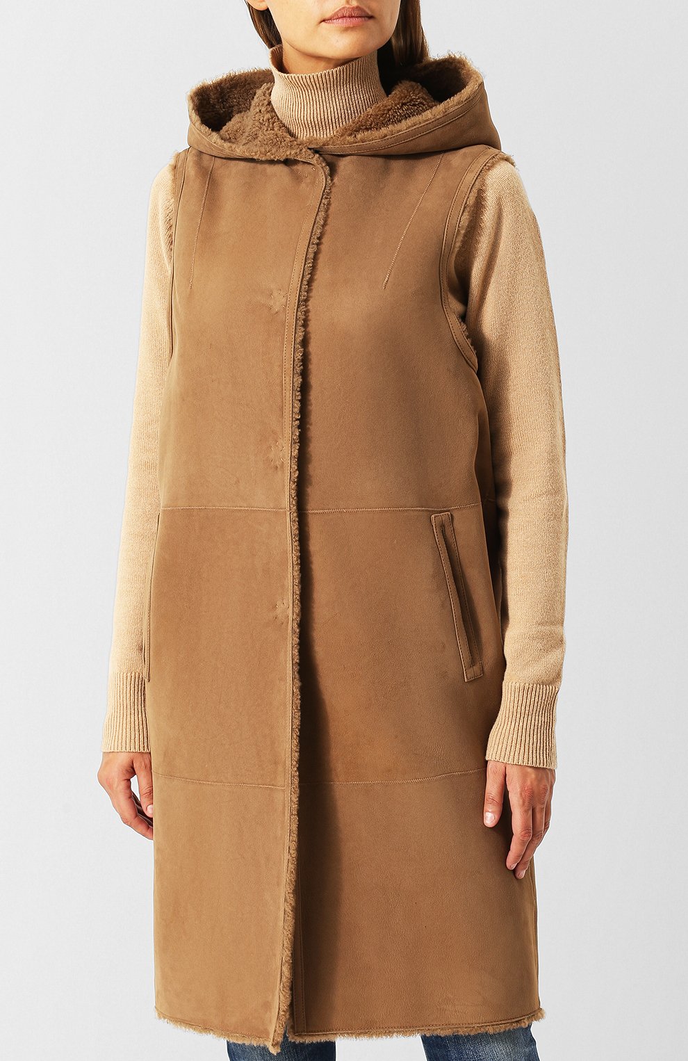 Шерстяная дубленка с жилетом из овчины YVES SALOMON, арт. 9WYM00988CDPL, фото 7