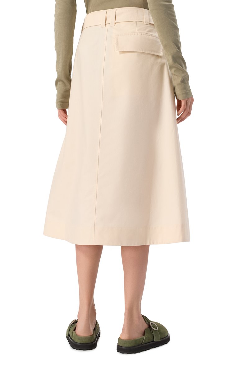 Женская хлопковая юбка JIL SANDER кремового цвета, арт. J40MA0168-J45296 | Фото 4 (Автоматизация ТО: Проставлено; Автоматизация состава: Проставлено; Материал внешний: Хлопок; Длина Ж (юбки, платья, шорты): Миди; Стили: Повседневный)
