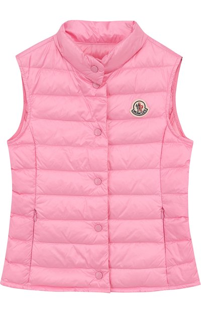 Пуховый жилет на кнопках MONCLER ENFANT розового цвета по цене 27050 руб., арт. D1-954-48312-99-53048/4-6A, фото 1 Пуховый жилет на кнопках MONCLER ENFANT, арт. D1-954-48312-99-53048/4-6A, фото 1