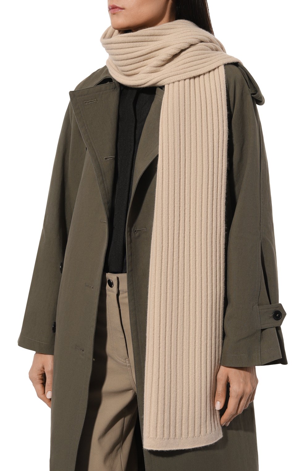 Кашемировый шарф ALLUDE бежевого цвета по цене 49950 руб., арт. 235/11431, фото 2 Кашемировый шарф ALLUDE, арт. 235/11431, фото 2