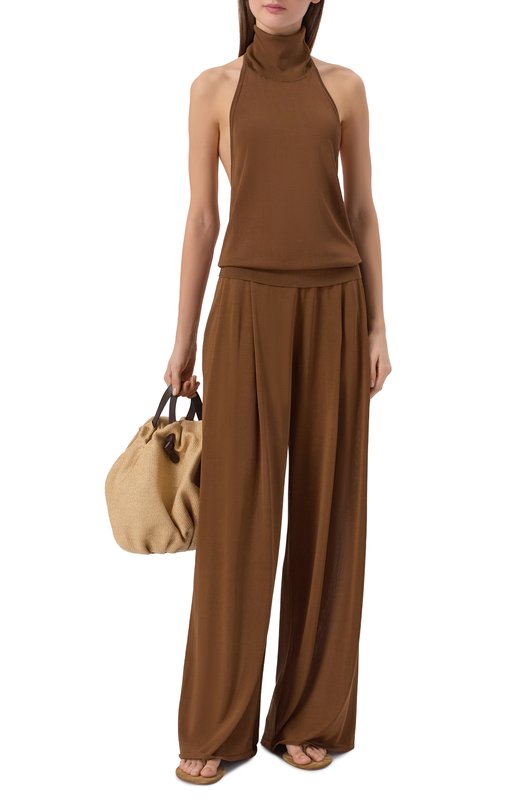 Шелковые брюки 12 STOREEZ 137483 Коричневый  137483 Фото 2