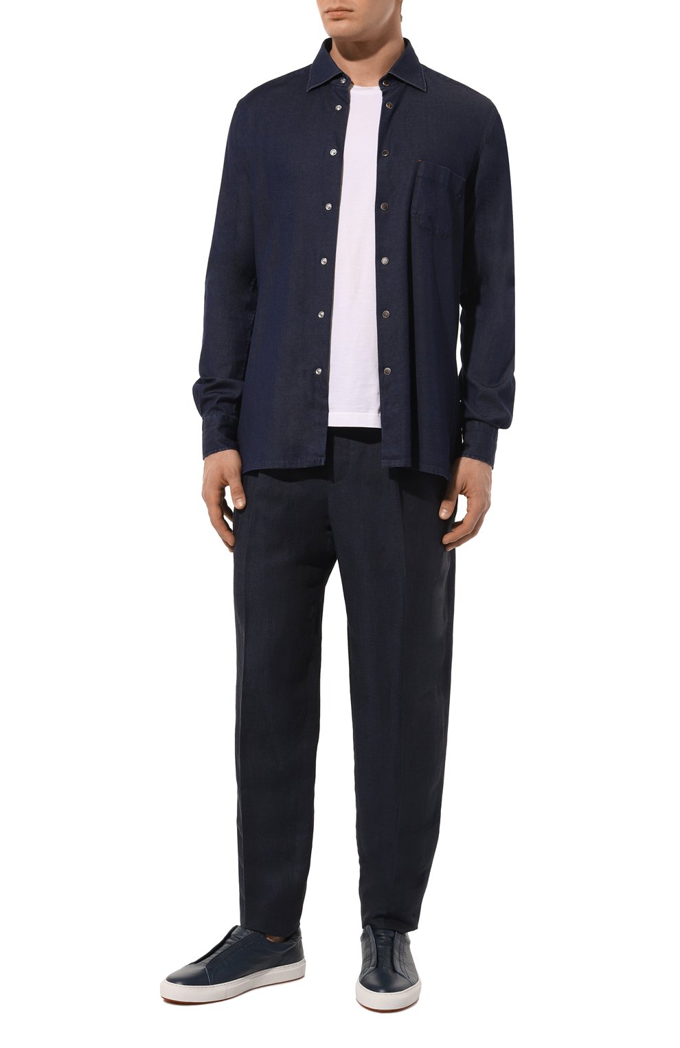 Джинсовая рубашка KITON темно-синего цвета по цене 58950 руб., арт. UMCNERHH08859, фото 2 Джинсовая рубашка KITON, арт. UMCNERHH08859, фото 2