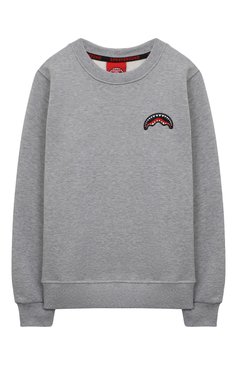 Детский хлопковый свитшот SPRAYGROUND серого цвета, арт. SPY927GREY | Фото 1 (Материал сплава: Проставлено; Рукава: Длинные; Драгоценные камни: Проставлено; Мальчики Кросс-КТ: Свитшот-одежда)