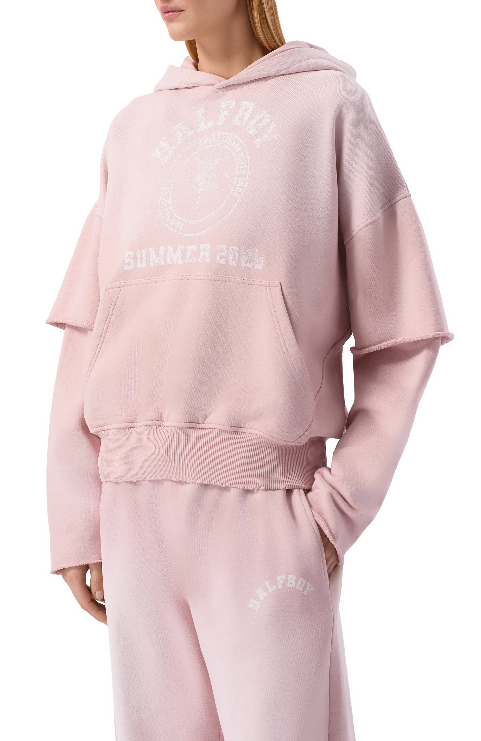 Хлопковое худи HALFBOY розового цвета по цене 54050 руб., арт. HS261WF003 FL001/VINTAGE H00DIE, фото 3 Хлопковое худи HALFBOY, арт. HS261WF003 FL001/VINTAGE H00DIE, фото 3