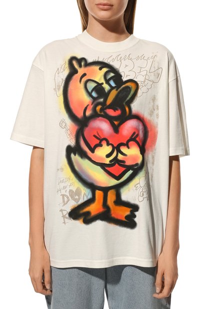 Хлопковая футболка DOMREBEL кремового цвета по цене 14500 руб., арт. DARLING/T-SHIRT/W, фото 3 Хлопковая футболка DOMREBEL, арт. DARLING/T-SHIRT/W, фото 3